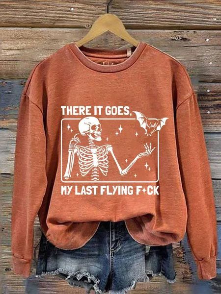 Casual Crew Neck Halloween Sweatshirt, Orange, Hoodies & Sweatshirts