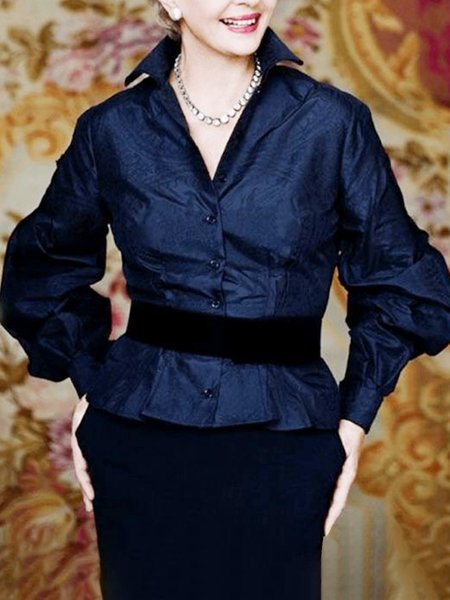 

Urban Abstract Balloon Sleeve Regular Fit Shirt, Blue, Blouses and Shirts
