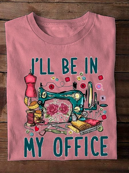 

I'll be in my Office Sewing Day T-Shirt, Pink, Long sleeves