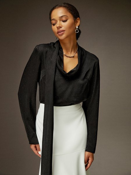 

Urban Long Sleeve Satin Shirt, Black, Blouses and Shirts