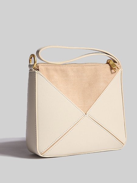 

Versatile Colorblock Folding Triangle Handbag Crossbody Bag, Beige, Bags