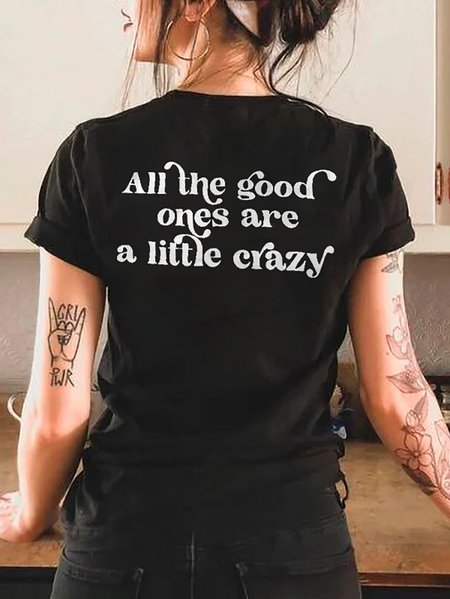 

Women's Short Sleeve Tee T-shirt Summer Text Letters Printing Cotton Crew Neck Daily Going Out Casual Top Black, T-Shirts