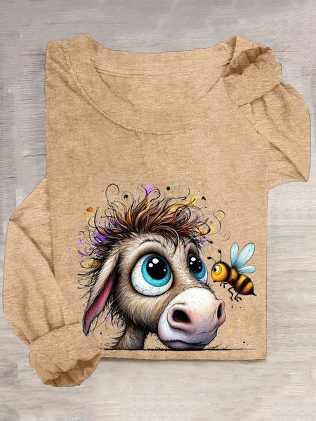 

Cotton-Blend Casual Crew Neck T-Shirt, Khaki, T-shirts