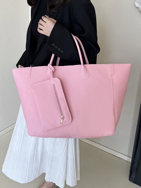 

Minimalist Large Capacity Tote Bag With Coin Purse, Pink, Bags
