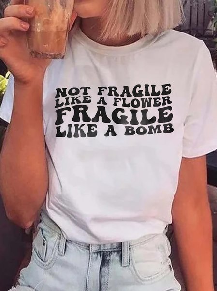

Women's Short Sleeve Tee T-shirt Summer Text Letters Printing Cotton Crew Neck Daily Going Out Casual Top White, T-Shirts