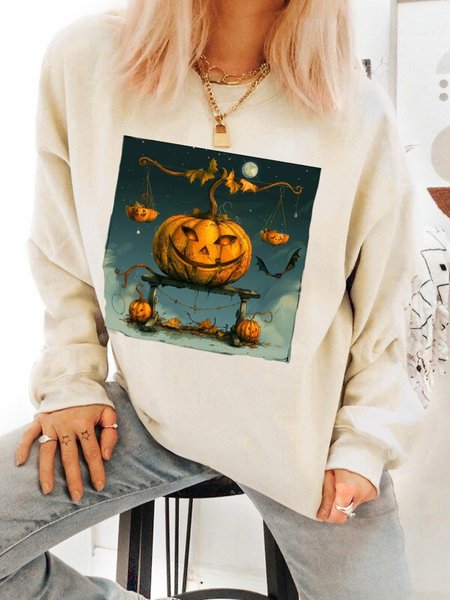 

Constellations Libra Pumpkin Oil Painting Cotton Sweatshirt, Khaki, Sweatshirts & Hoodies