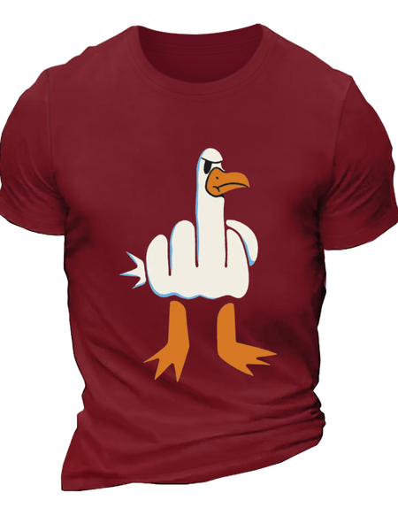 

Men's Funny Big White Goose Graphic T-Shirt, Red, T-shirts