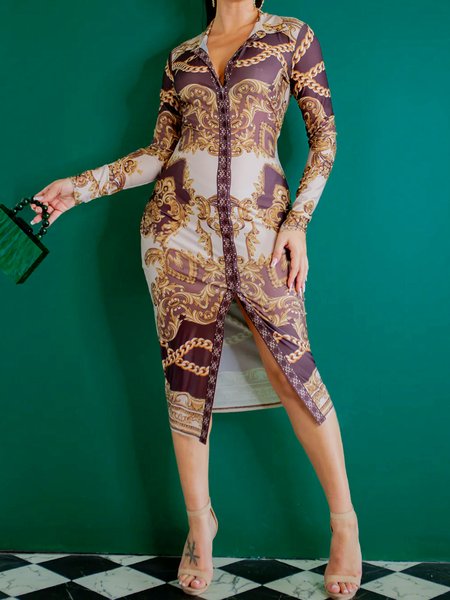 

Printing Regular Fit Urban Dress, As picture, Midi Dresses