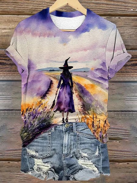 

Casual Halloween Crew Neck Short Sleeve T-shirt, Multicolor, T-shirts