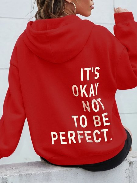

IT'S OKAY NOT TO BE PERFECT Design Hooded Sweatshirt, Red, Sweatshirts & Hoodies