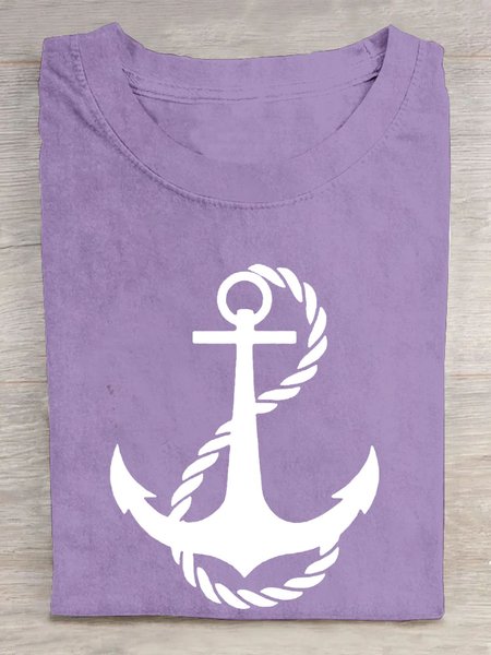 

Casual Anchor Printed T-Shirt, Purple, T-shirts
