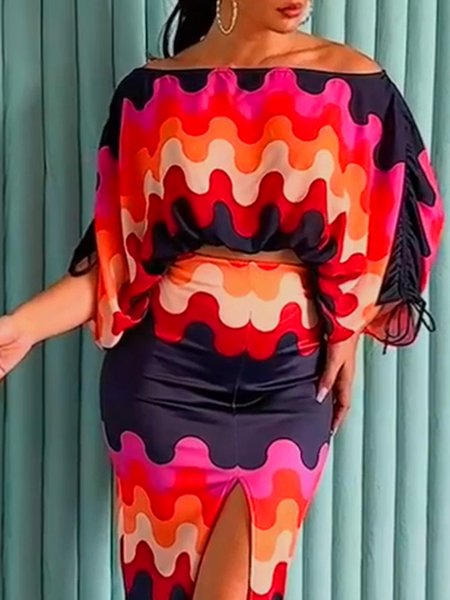

Urban Printing Cold Shoulder Blouse, As picture, Blouses and Shirts