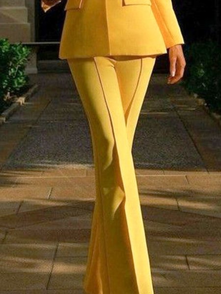 

Plain Urban Regular Fit Pants, Yellow, Pants