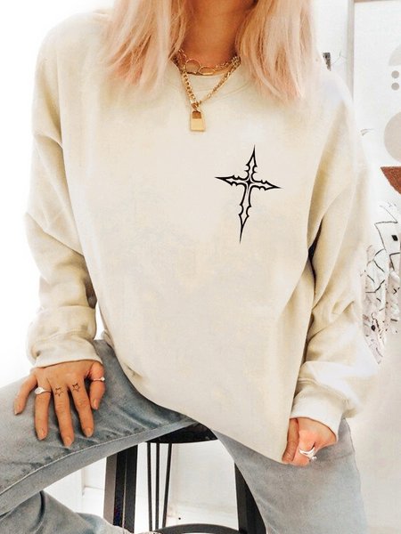 

The Faith Cross Printed Cotton Sweatshirt, Khaki, Sweatshirts & Hoodies
