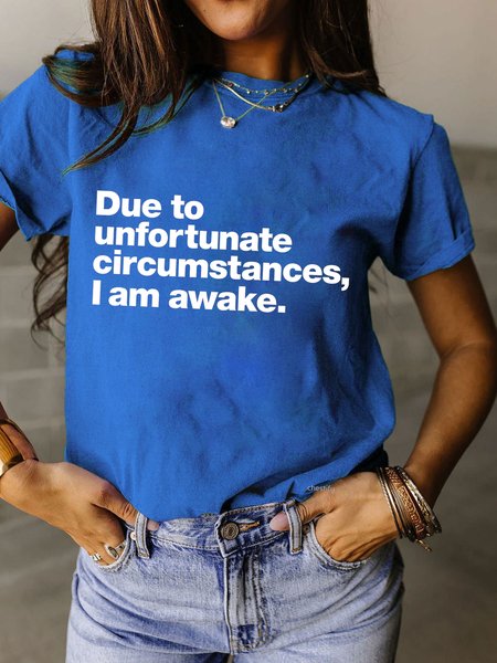 

Women's Short Sleeve Tee T-shirt Summer Text Letters Cotton Crew Neck Daily Going Out Casual Top Royal Blue, T-Shirts
