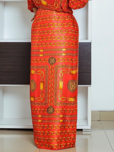 

Pocket Stitching Urban Regular Fit Long Skirt, Orange red, Skirts