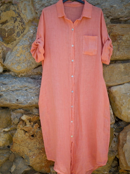 

Casual Shawl Collar Dress With No, Coral, Maxi Dresses