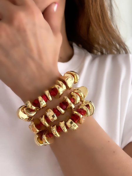 

3pcs/set Irregular Color-block Beaded Bracelet Set, As picture, Bracelets