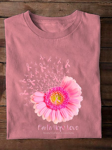 

Casual Plain Crew Neck Long Sleeve T-shirt, Pink, T-shirts