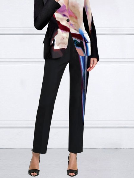 

Random Print Pocket Stitching Urban Pants, As picture, Pants
