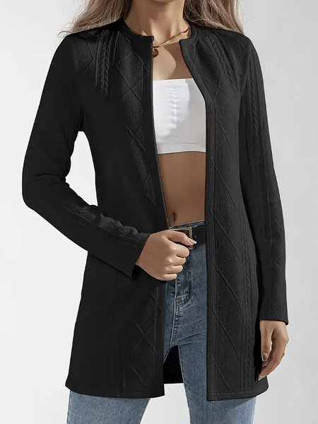 

Women's Spring/Fall Outerwear Casual Jacquard Plain Long Sleeve Jacket, Black, Jackets