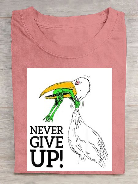 

Casual Animal Crew Neck Short Sleeve T-shirt, Pink, T-shirts