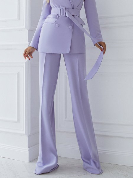 

Urban Pockets Plain Fashion Wide Leg Pants, Purple, Pants