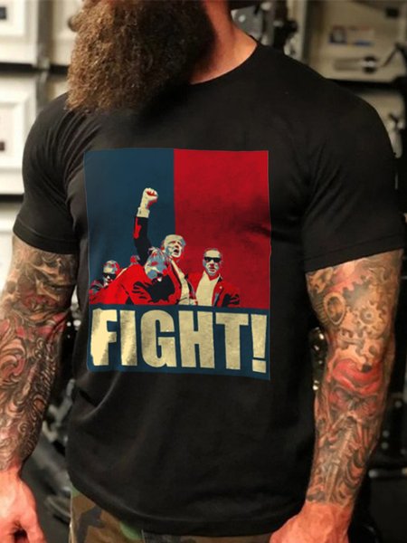 Fight Fight Fight 2024 Printed T-Shirt, Black, T-Shirts