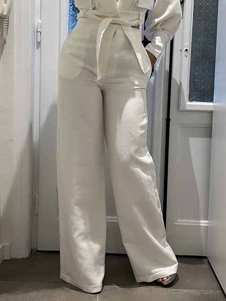 

Casual Pocket Stitching Regular Fit Plain Pants, Beige, Pants