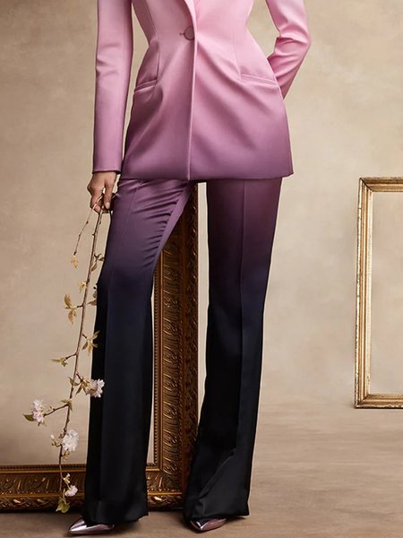 

Gradient Pattern Regular Fit Pocket Stitching Elegant Pants, As picture, Pants