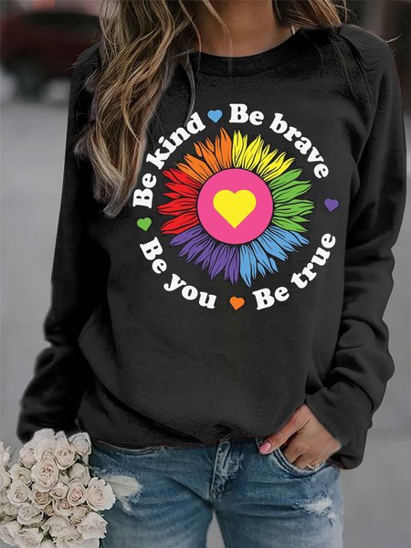 

Casual Crew Neck Letter Pattern Sweatshirt, Black, Hoodies & Sweatshirts