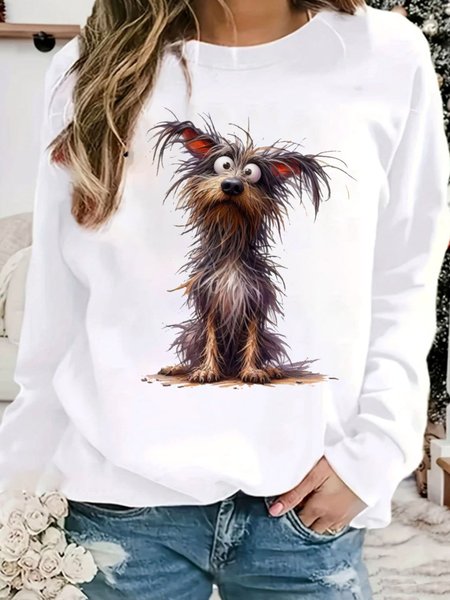 

Casual Crew Neck Dog Sweatshirt, White, Hoodies & Sweatshirts
