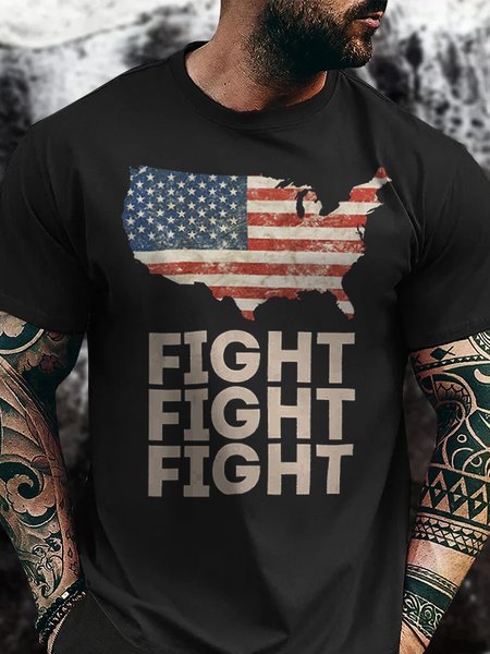 

2024 FIGHT FIGHT FIGHT Printed T-Shirt, Black, T-Shirts