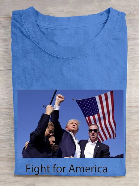 

Casual Figure Crew Neck Short Sleeve T-shirt, Sky blue, T-shirts