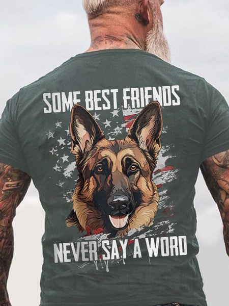 

Some Best Friends Never Say A Word GERMAN SHEPHERD Cotton T-shirt, Dark gray, T-shirts