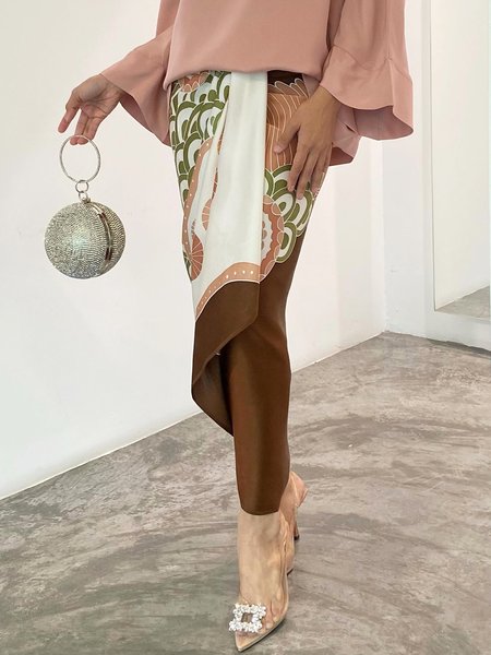 

Elegant Regular Fit Floral Skirt, As picture, Skirts