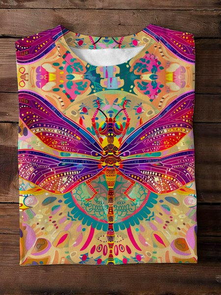 

Casual Ethnic Crew Neck Short Sleeve T-shirt, Multicolor, T-shirts