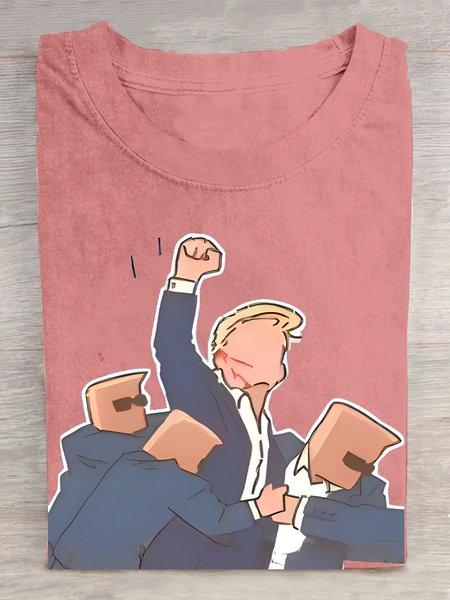 

Casual Figure Crew Neck Short Sleeve T-shirt, Orange pink, T-shirts