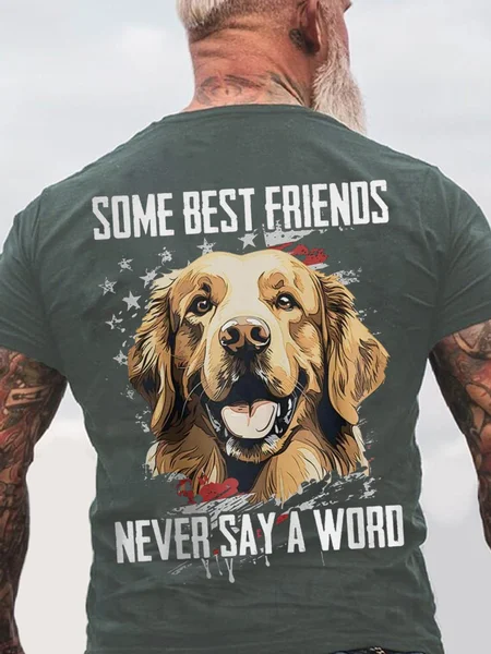 

Some Best Friends Never Say A Word GOLDEN RETRIEVER Cotton T-shirt, Dark gray, T-shirts