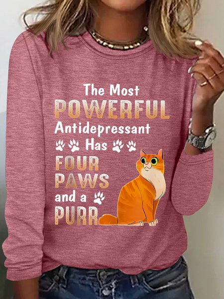 

The Most Powerful Antidepressant Has Four Paws And A Purr Long Sleeve Shirt, Watermelon, Long sleeves