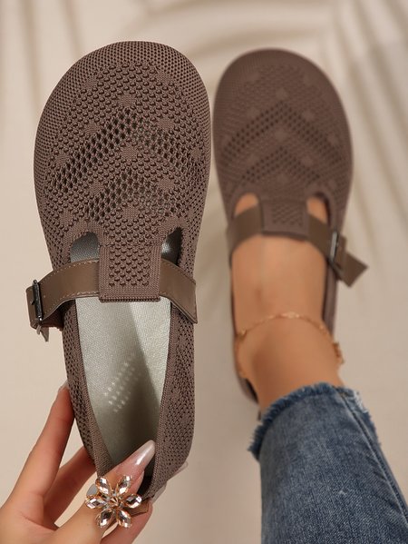 

Mesh Fabric Casual All Season Shallow Shoes, Brown, Flats