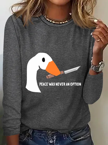 

Peace Was Never An Option Sarcastic Long sleeve Shirt, Deep gray, Long sleeves
