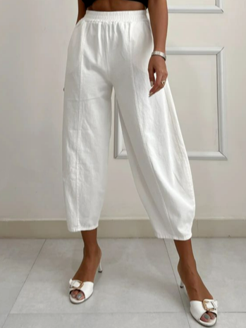 

Cotton Casual Pants, White, Pants
