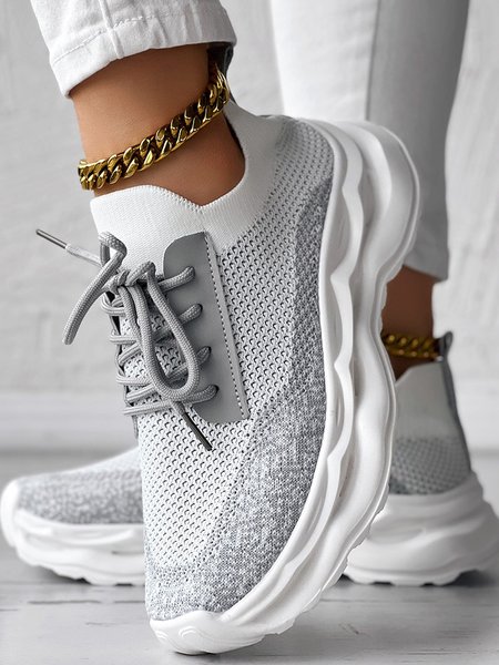 

Casual Plain All Season Flyknit Sneakers, Gray, Sneakers