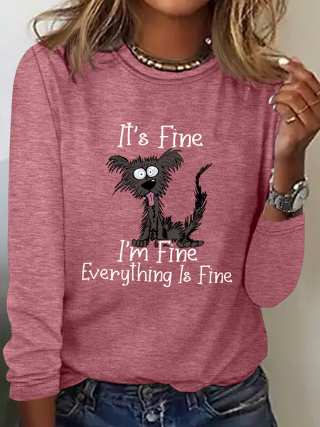 

Funny Grumpy I'm Fine Funny Dog Sarcastic Long sleeve Shirt, Watermelon, Long sleeves