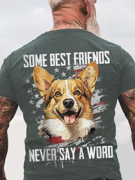 

Some Best Friends Never Say A Word CORGI Cotton T-shirt, Dark gray, T-shirts