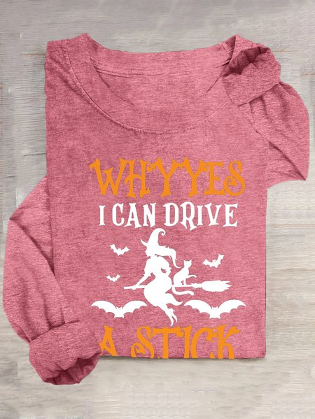 

Casual Text Letters Crew Neck Long Sleeve T-shirt, Pink, T-shirts