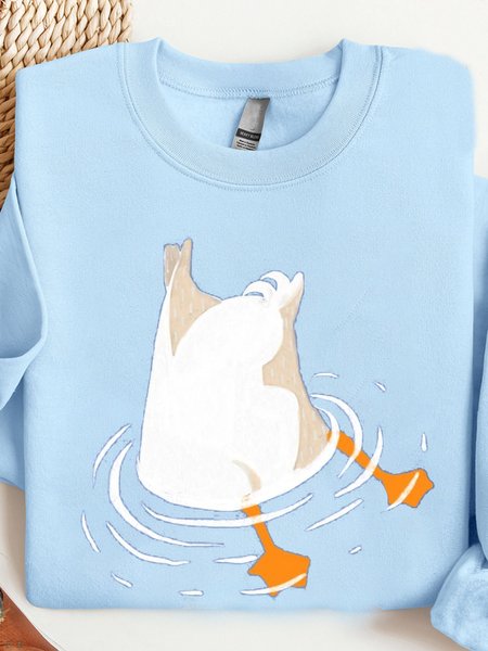 Casual Crew Neck Animal Sweatshirt, Blue, T-shirts