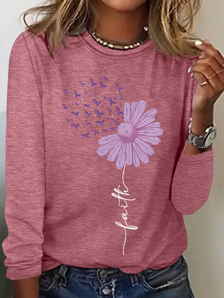 Alzheimer Fighter T-Shirt Long Sleeve Shirt, Watermelon, Long sleeves