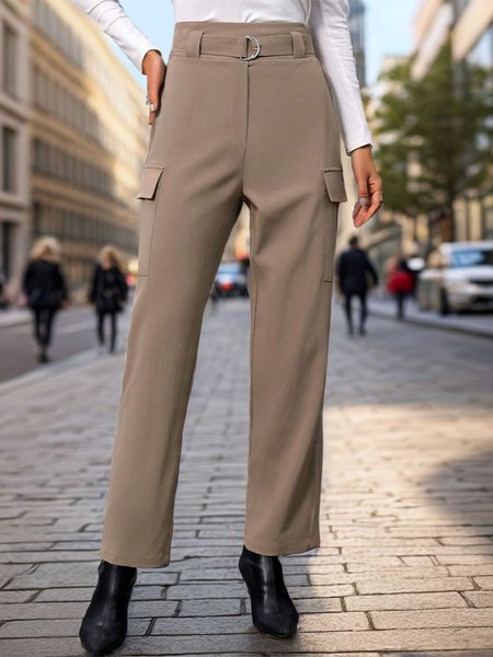 

Casual Plain H-Line Natural Maxi Skirt, Khaki, Pants
